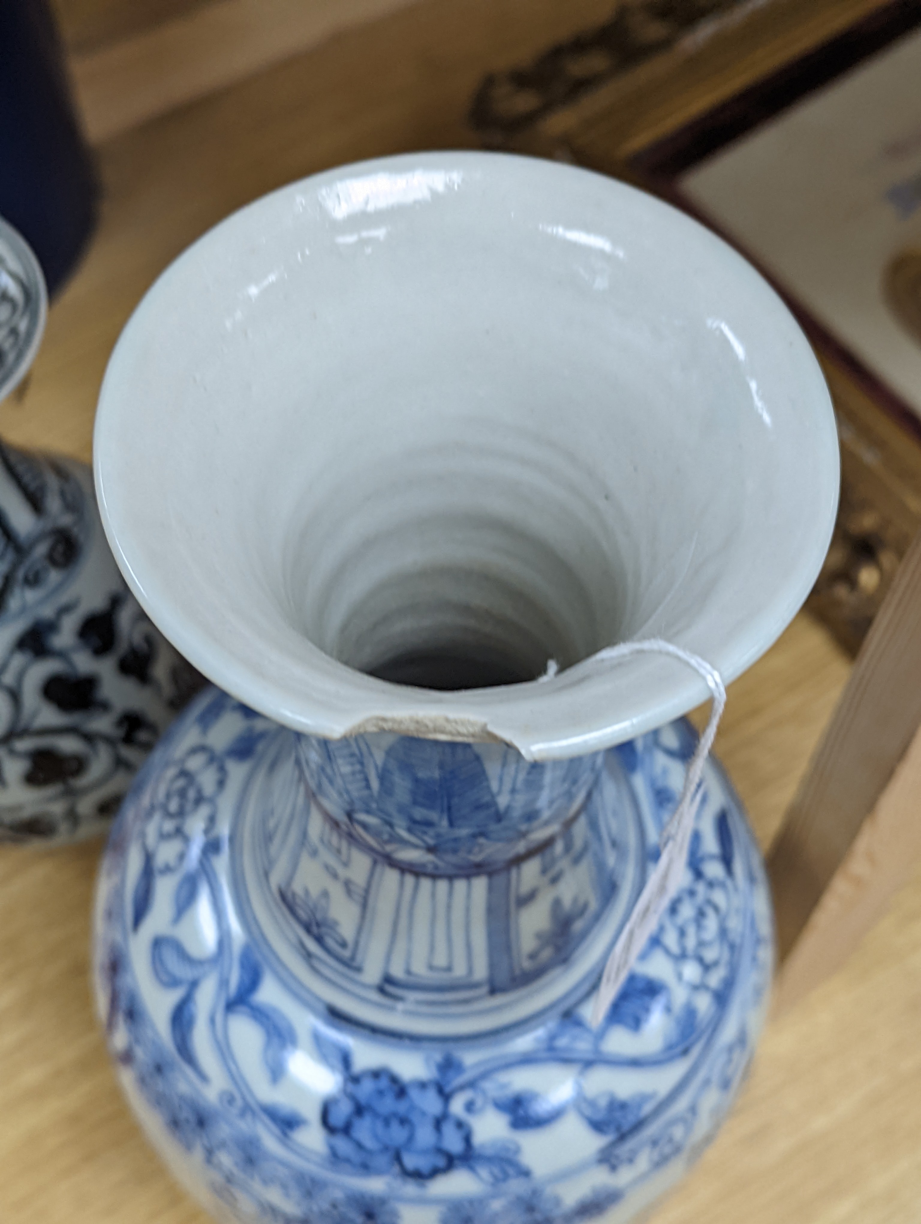 Two Chinese blue and white vases 37cm